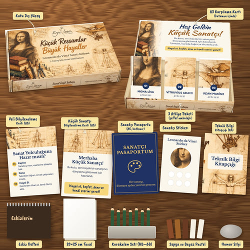 Leonardo da Vinci Atölye Kutusu: kutunun içindekiler